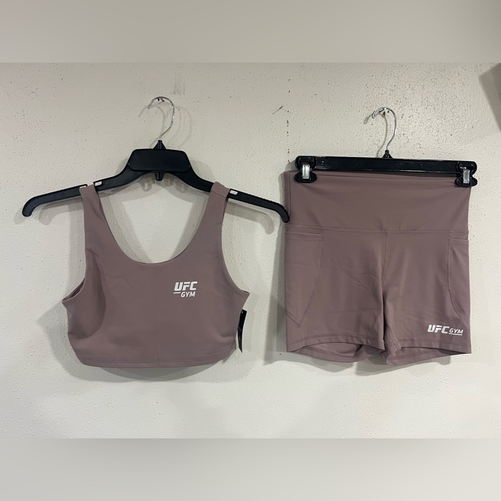 UFC gym women’s bra with matching shorts purple size medium